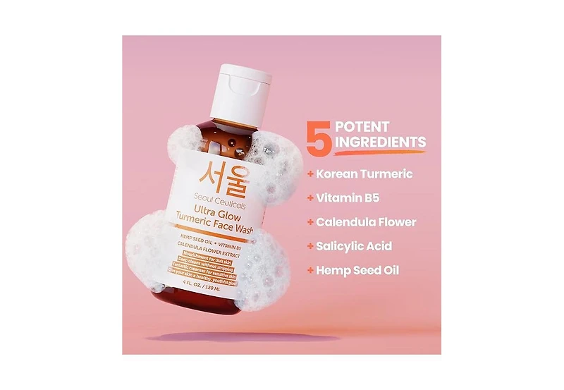 Seoul Ceuticals Korean Skin Care Cleanser Ultra Glow Turmeric Face Wash K Beauty Skincare