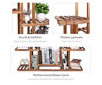 Unho 6 Tier Wood Garden Plant Rack Storage Flower Pot Stand for Indoor and Outdoor