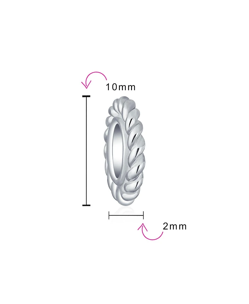 Bling Jewelry Twisted Cable Thin Spacer Bead Charm Bead Charm 925 Sterling Silver