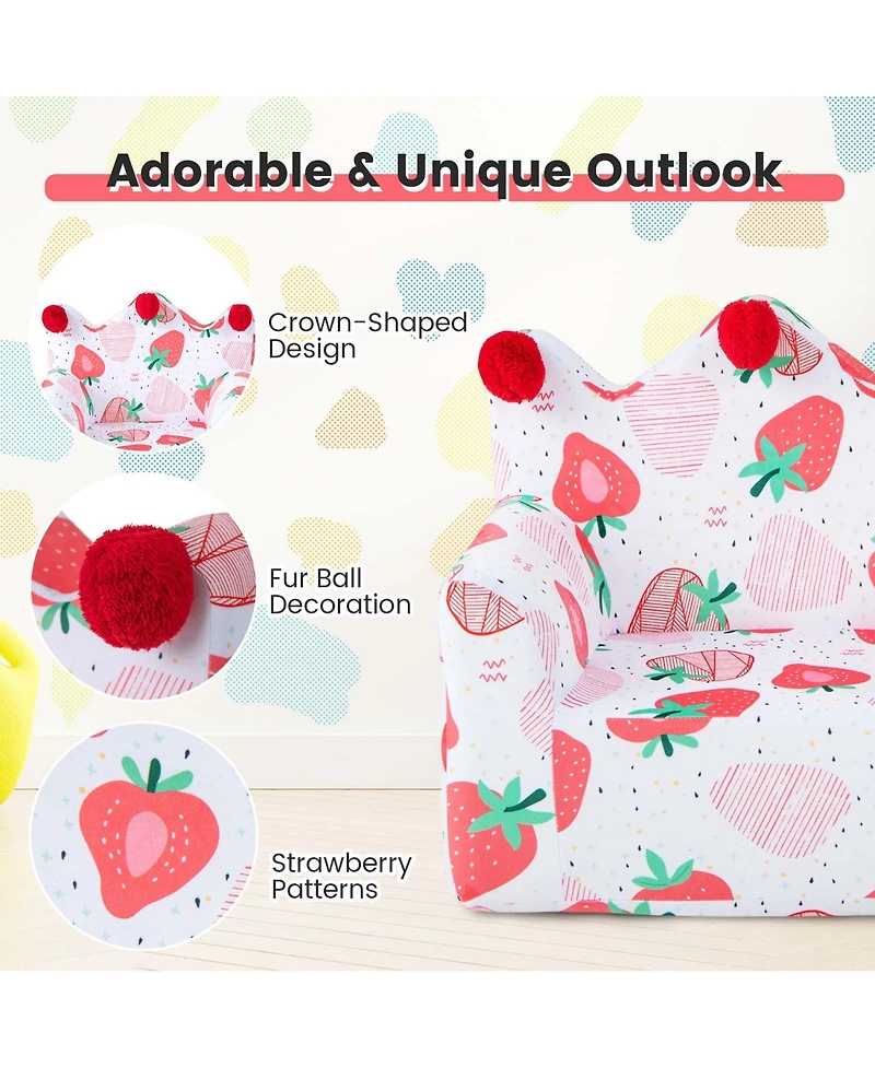 Kids Sofa Chair Foam Filled Armchair Dinosaur Toddler Couch with Cover & Pillow