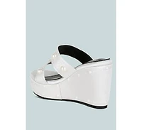 Django Pearl Embellished Wedge Sandals