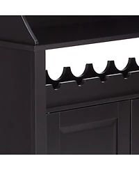Kings Brand Furniture Wood Wine Rack Buffet & Storage Cabinet (Black)