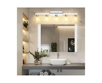 gaomon 5 Light Bathroom Light Fixtures Chrome with Hammered Glass Shade, Vanity Lighting Fixtures Over Mirror Wall Mount E26 Socket for Hallway Kitche