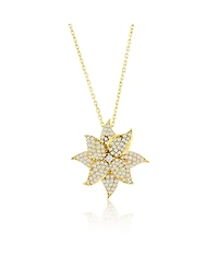 Suzy Levian New York Suzy Levian Yellow Sterling Silver White Cubic Zirconia Large Pave Flower Pendant
