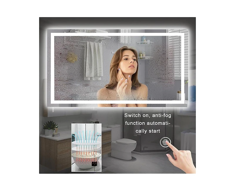gaomon Led Bathroom Mirror with Lights 48 x 36 Inch/60x36 Inch Led Vanity Mirrors Wall Mounted Dimmable Front Lighted Anti-Fog Makeup Mirror for Bedro