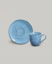Porto Brasil Stoneware Coffee Cup and Saucer Set, Service for 6