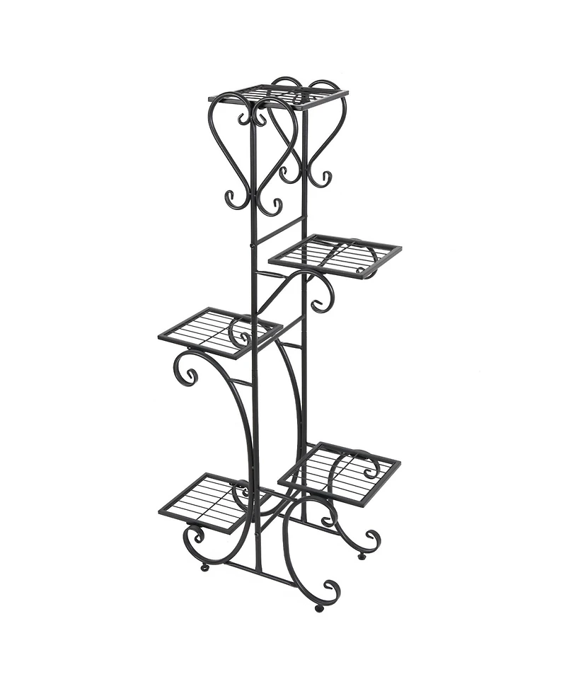 Unho 5 Tier Tall Plant Stand Metal Shelf Flower Pots Display Holder Outdoor Garden