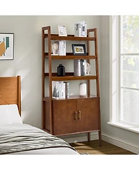 Hulala Home Augusto Mid-century Modern 76'' H x 36'' W Solid Wood Ladder Bookcase with Solid Wood Legs