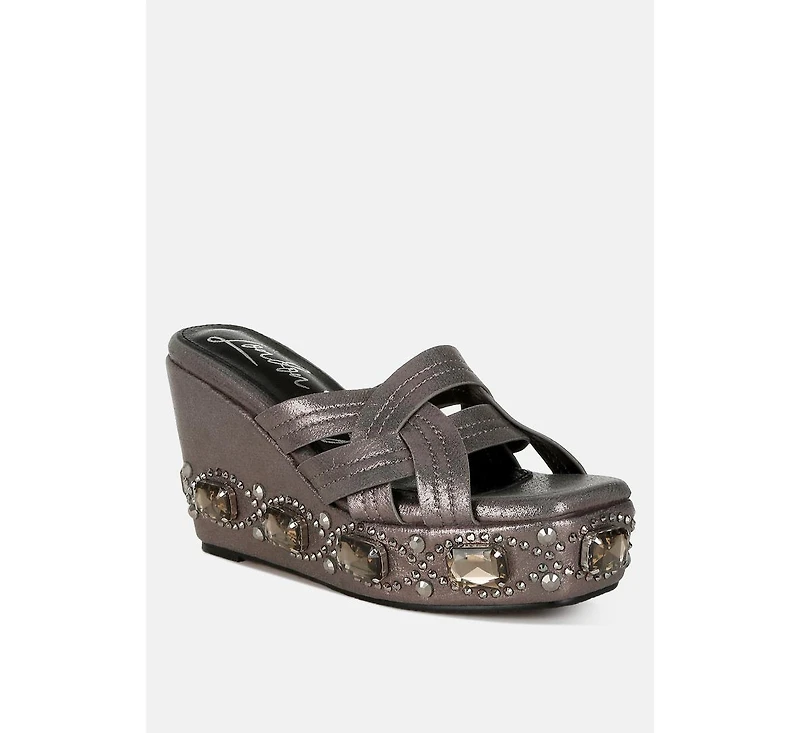 Blistronic Chunky Diamante & Rhinestone Cut-Out Sandals