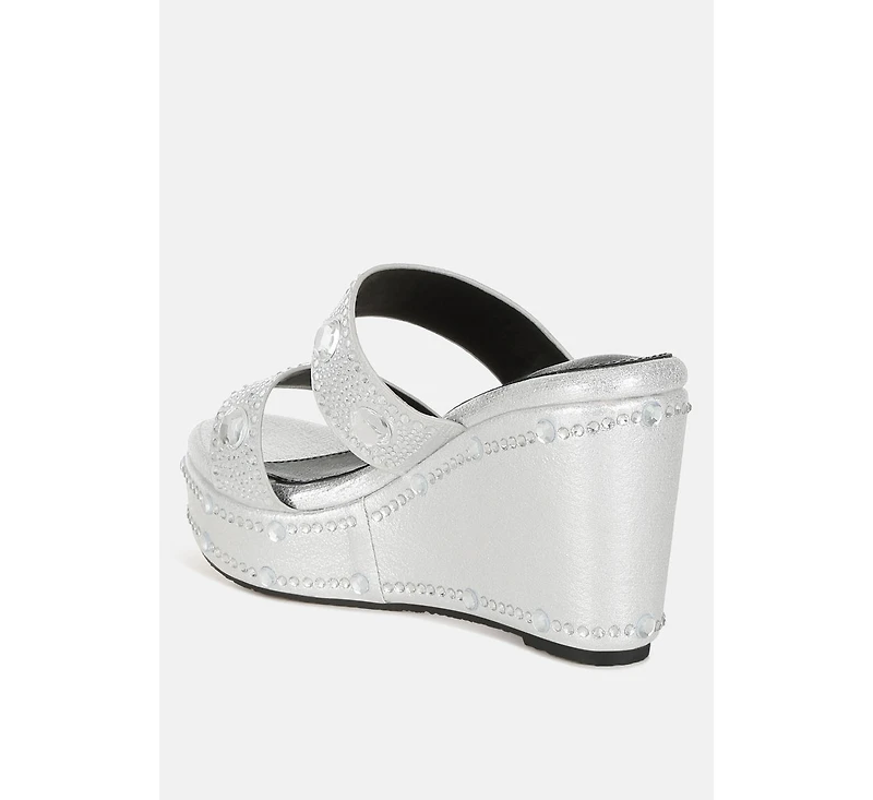 Iki Diki Rhinestone & Diamante Wedge Sandals