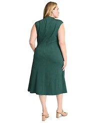 Maggy London Plus Size Textured Gathered-Waist A-Line Dress