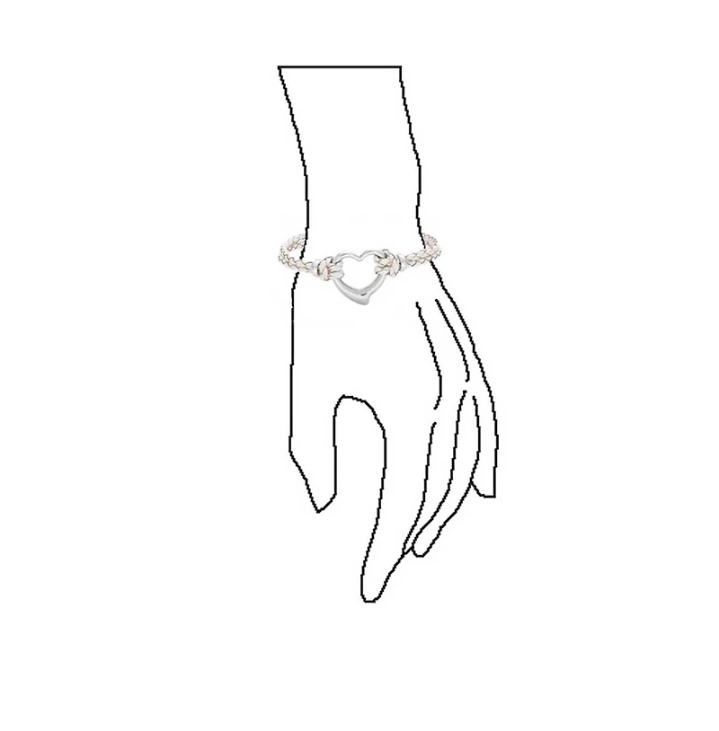 Bling Jewelry Double Strand Braided Leather Bracelet Heart Charms Stainless Steel