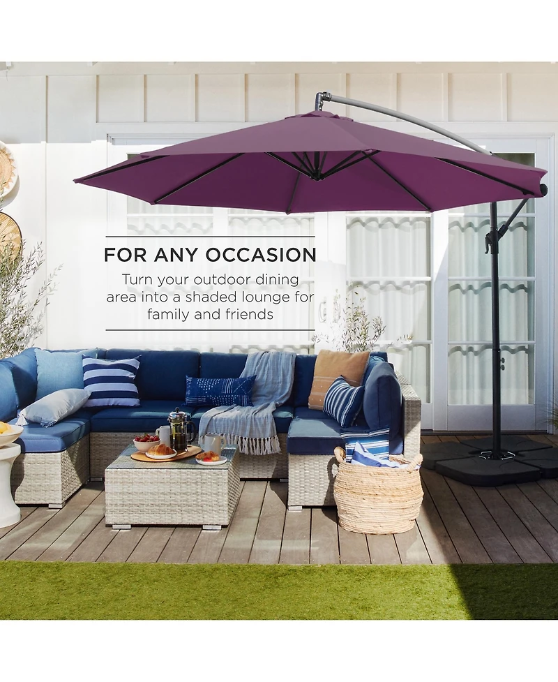 Best Choice Products 10ft Offset Hanging Outdoor Market Patio Umbrella w/ Easy Tilt Adjustment