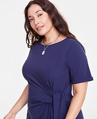 On 34th Trendy Plus Side-Tie Knit Midi Dress, Created for Macy's