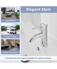 Greenspring Bathroom Sink Faucets Chrome Single Handle Lavatory Basin Bath Tap Deck Mount 1 Hole Modern Commercial Vanity Faucet Brass Lead-Free, with