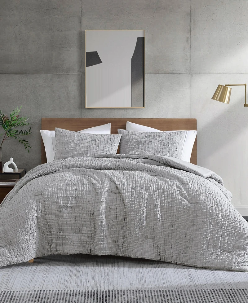 Kenneth Cole New York Serenity Wavy Lines Embossed -Pc. Duvet Cover Set