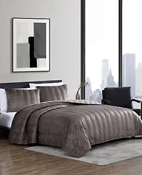 Closeout! Vera Wang Linear Stitch Velvet 3-Pc. Quilt Set