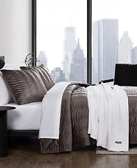 Closeout! Vera Wang Linear Stitch Velvet 3-Pc. Quilt Set