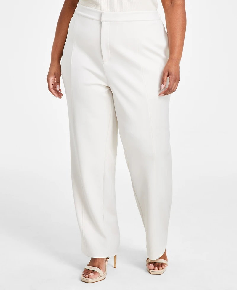 Nina Parker Trendy Plus Scuba Straight-Leg Pull-On Pants