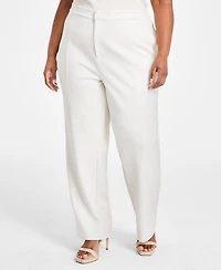 Nina Parker Trendy Plus Scuba Straight-Leg Pull-On Pants
