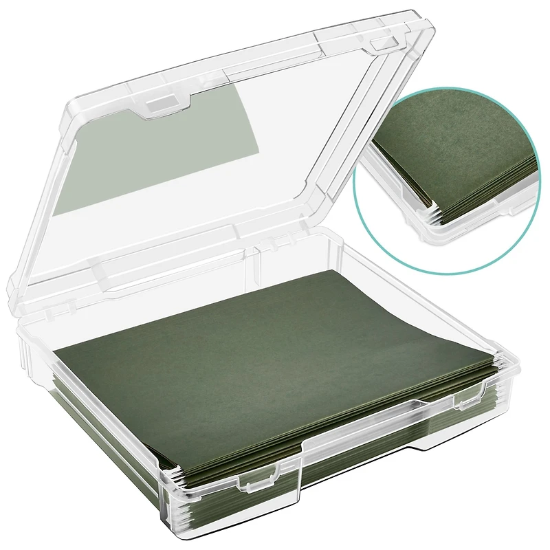 Sorbus Single-Piece Wide Hanging File Organizer Bin Clear Plastic Stackable for Document Storage