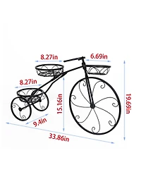 Unho Indoor Outdoor 3 Tiers Iron Garden Flower Stand Bicycle Shape Plant Rack Shelf