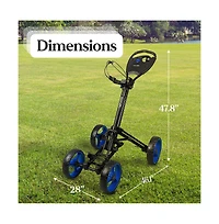 SereneLife Foldable 4-Wheel Golf Push Cart, Ai Frame Trolley