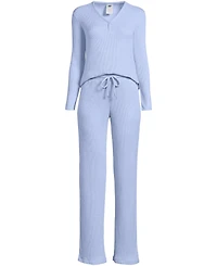 Lands' End Petite Cozy 2 Piece Pajama Set - Long Sleeve Top and Pants