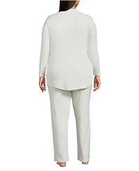 Lands' End Plus Cozy 2 Piece Pajama Set - Long Sleeve Top and Pants