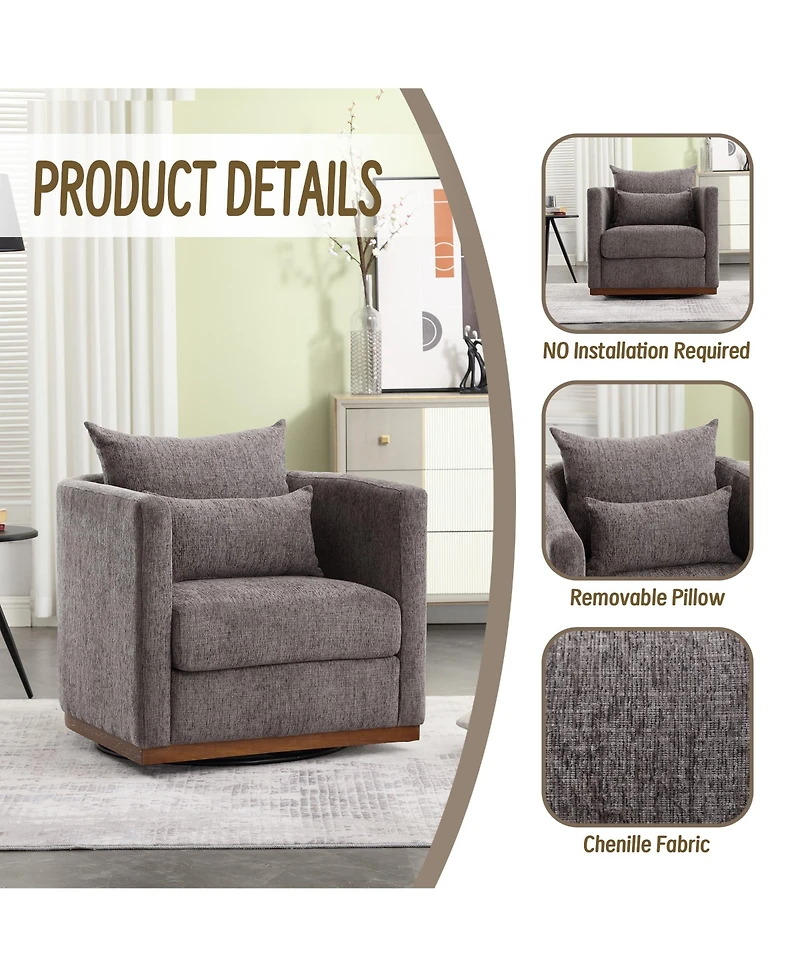Simplie Fun Swivel Barrel Chair, Comfy Round Accent Sofa Chair for Living Room, 360 Degree Swivel Barrel Club Chair, Leisure Arm Chair for Nursery, Ho