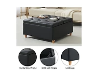 Gaomon Ottoman Coffee Table with Lift Top,Faux Leather Fabric Tufted Upholstered Ottoman with Storage, Large Square Storage Ottoman Bench for Bedroom,
