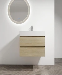 Simplie Fun 30" Wall-Mounted Bathroom Vanity With Resin Sink, 2-Soft Close Drawers, Kd-Package
