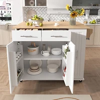 Streamdale Rolling Kitchen Island Cart with Storage Cabinet & Towel Rack