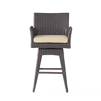 Streamdale Modern Wicker Swivel Barstool with Tapered Legs