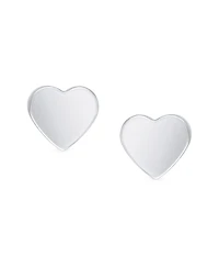 Bling Jewelry Simple Plain Initial Heart Shape Stud Earrings .925 Sterling Silver