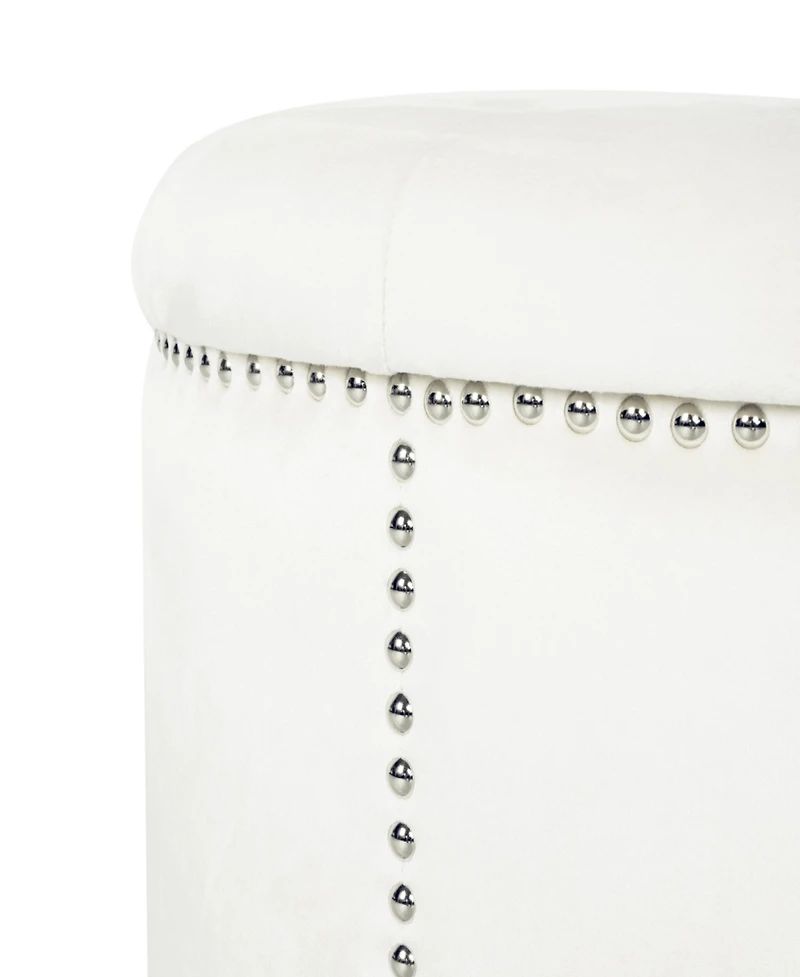 Streamdale Luxurious Velvet Ottoman with Studded Rim for Comfort and Style
