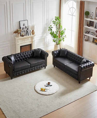 Streamdale Modern Combo Sofa 3+3 Seats with Solid Wood Base