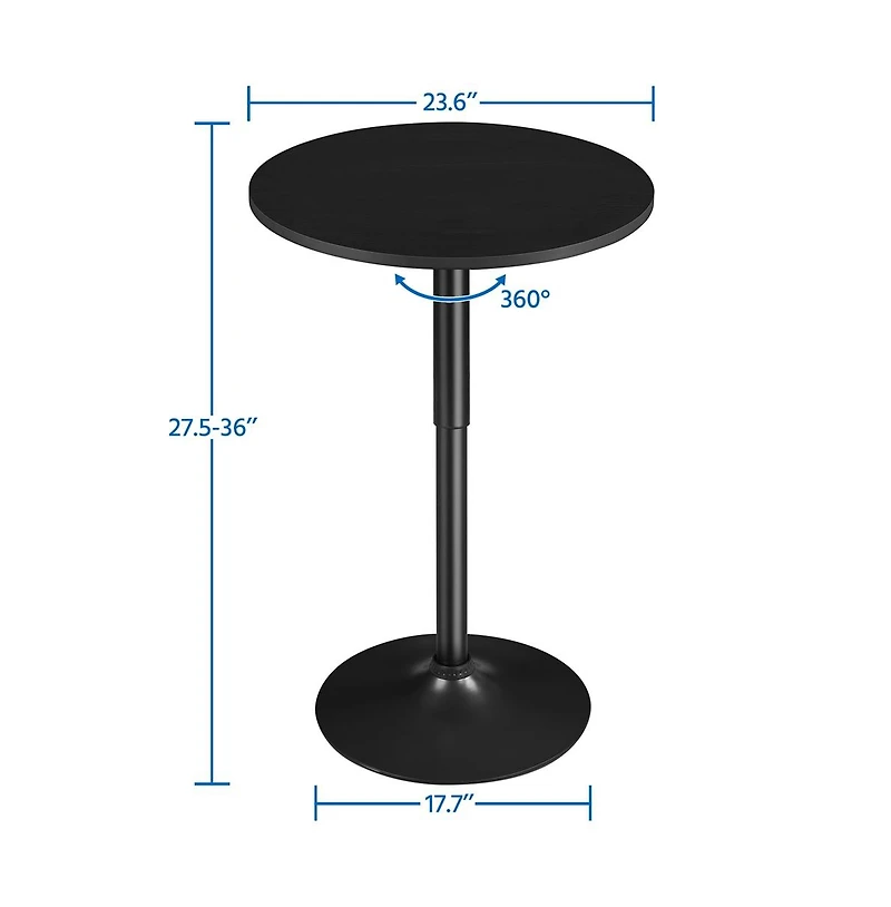 Yaheetech Adjustable Pub Round Table with 360° Swivel Tabletop