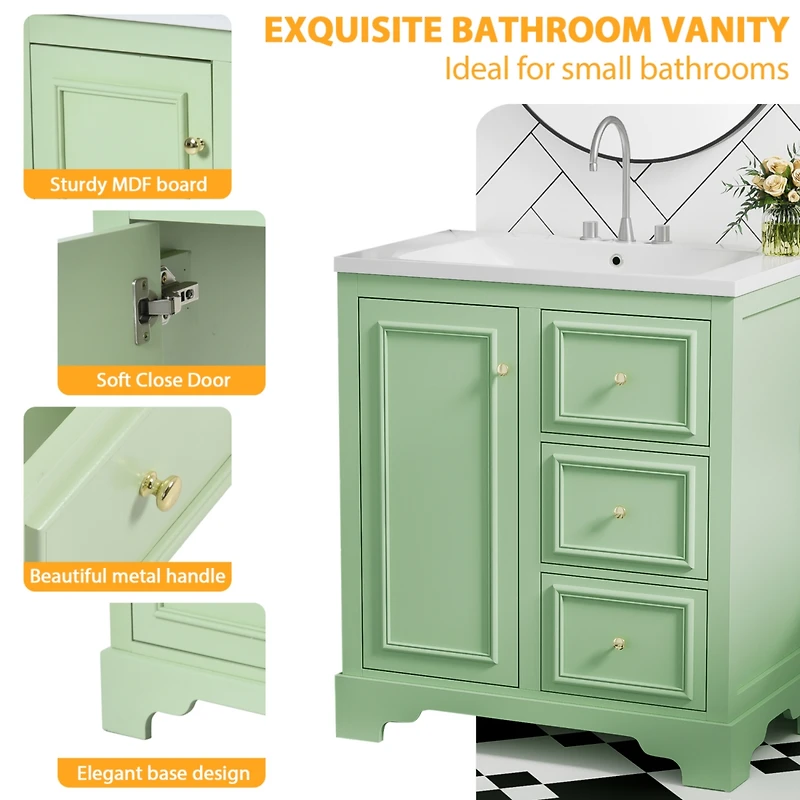 Streamdale Furniture 30-Inch Bathroom Vanity with Ceramic Basin