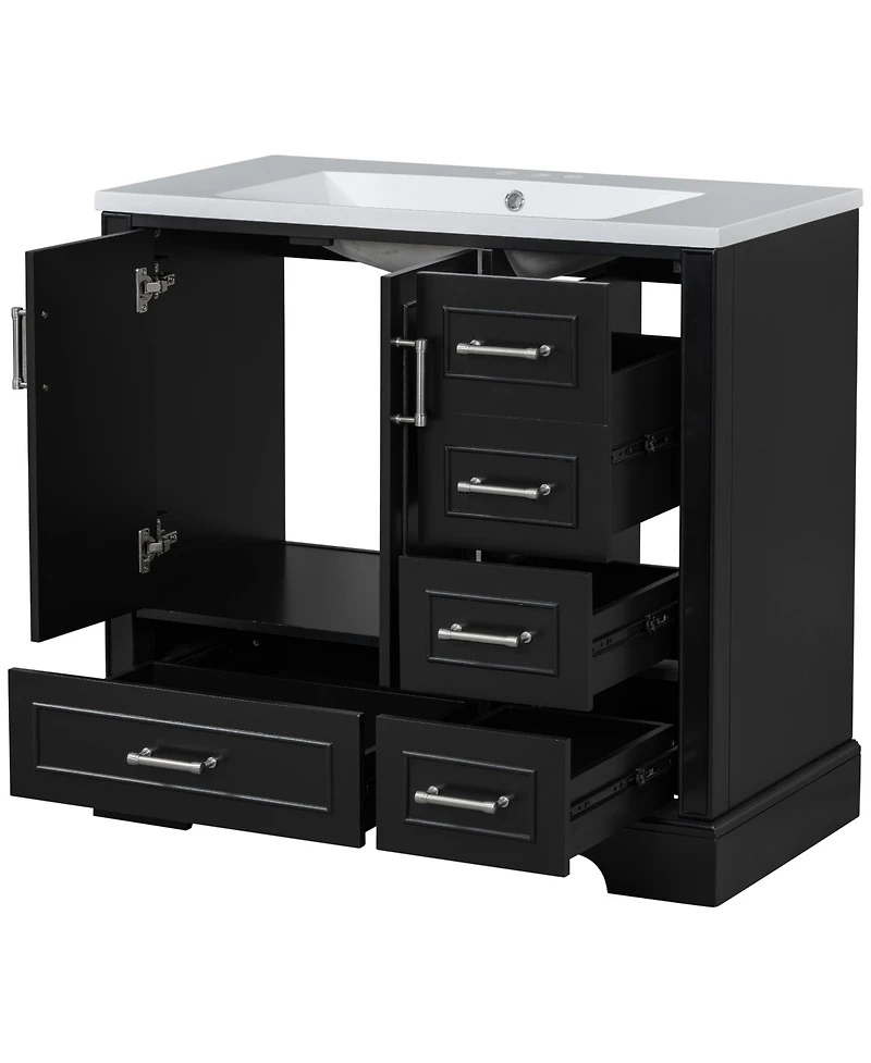 Streamdale 36" Black Traditional Vanity with Resin Sink Combo