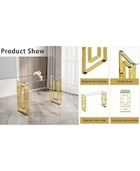 Streamdale Furniture Console Table Stainless Steel Glass, Meal side table Golden Clear bs-02