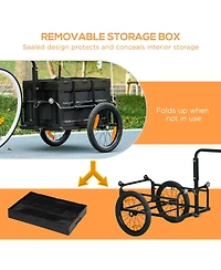 Bike Cargo Trailer, Bicycle Trailer Wagon Cart with Removable Storage Box, Quick Release 16" Wheels and Safe Reflectors, No Bottom