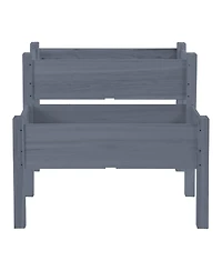 34"x34"x28" Raised Garden Bed, 2-Tier Elevated Wood Planter Box for Backyard, Patio to Grow Vegetables, Herbs, and Flowers, Gray