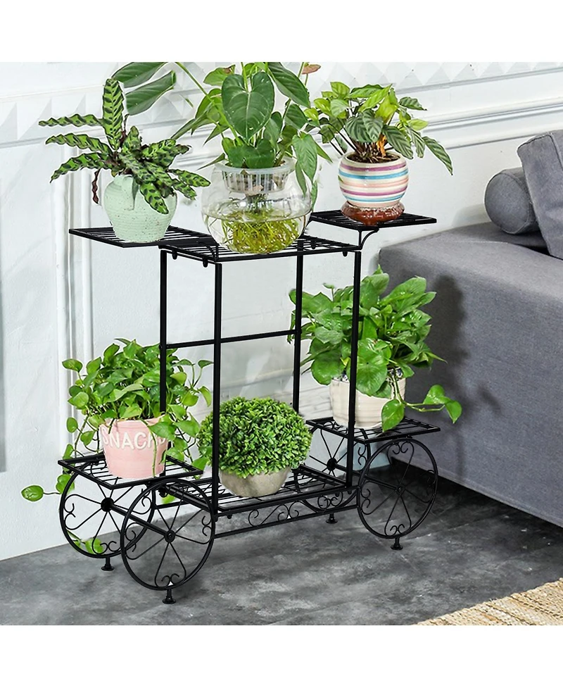 Unho Garden Wrought Iron Plant Stand 6 Tiers Flower Pots Display Rack Home Garden Decor