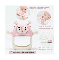 Smily Mia Reindeer Baby Teething Toy for Infants 3 Months Plus, Soothing Wearable Baby Chew Toy Sucking Needs & Pacifier for Newborns - Light Pink
