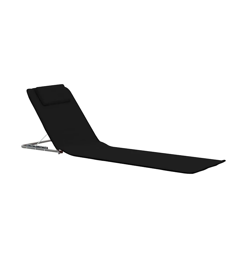 vidaXL Folding Beach Mats 2 pcs Steel and Fabric Black
