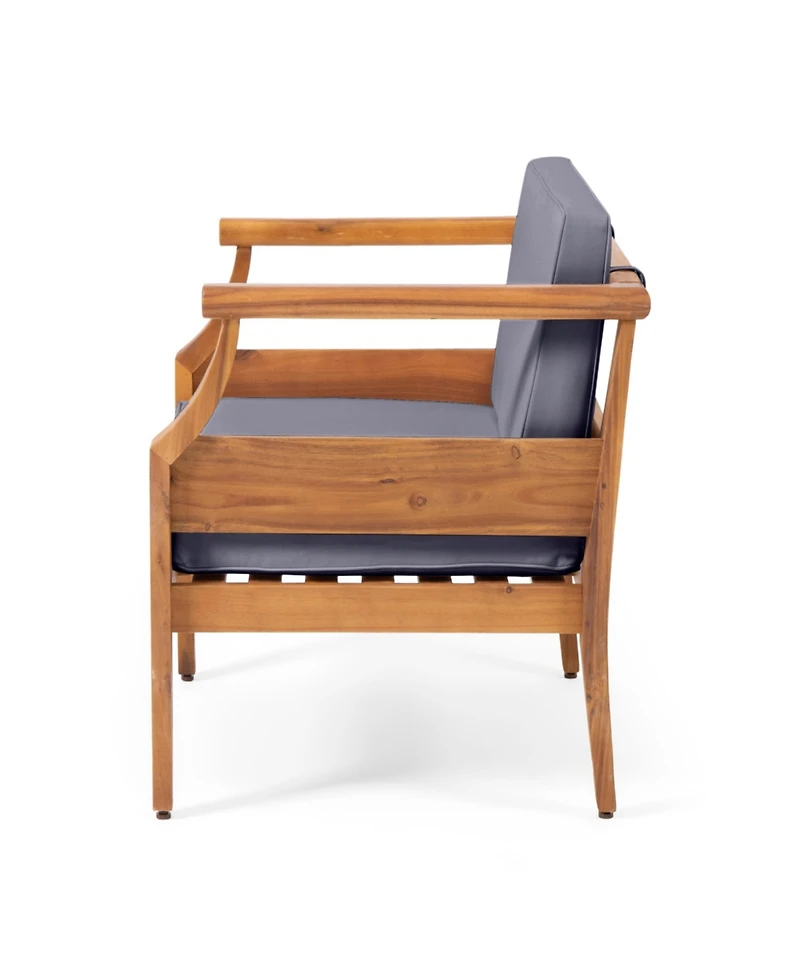 Aston Acacia Wood Outdoor Club Chairs With Cushions - Teak + Dark Gray