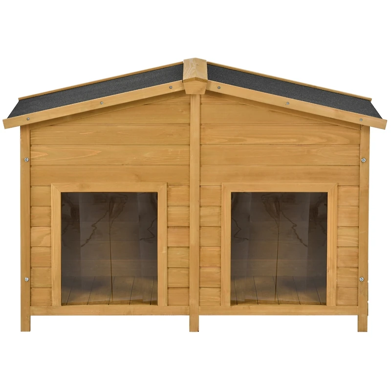 Streamdale Furniture 47.2" Large Wooden Dog House Outdoor, Outdoor & Indoor Dog Crate, Cabin Style, With Porch, 2 Doors