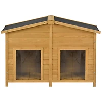 Streamdale Furniture 47.2" Large Wooden Dog House Outdoor, Outdoor & Indoor Dog Crate, Cabin Style, With Porch, 2 Doors