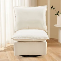 Streamdale Furniture Detachable Off White Chenille Single 360 Swivel Rocking Rocker,360 Swivel Sofa Chair & Single Sofa Lounge, Comfortable Seating fo